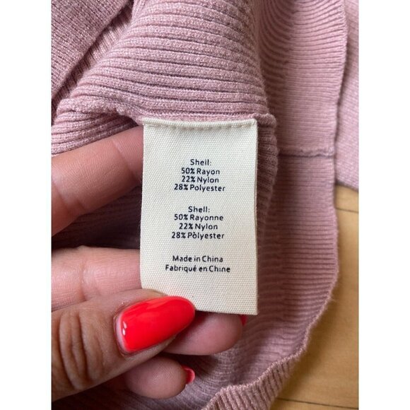 L'AGENCE BNWOT "Ronnie" women ribbed crew neck sweater blush button detail - Picture 6 of 7